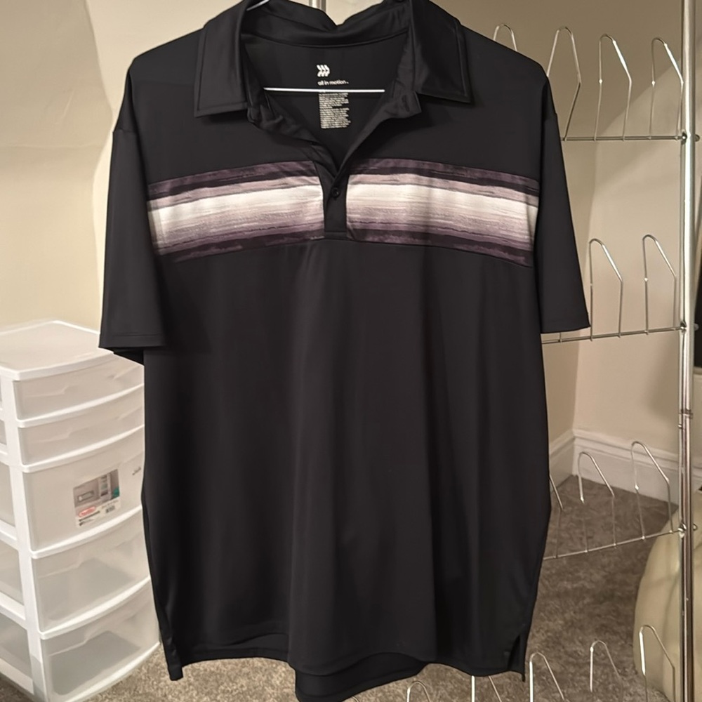 Polo Shirt Black With Stripe Size XXL